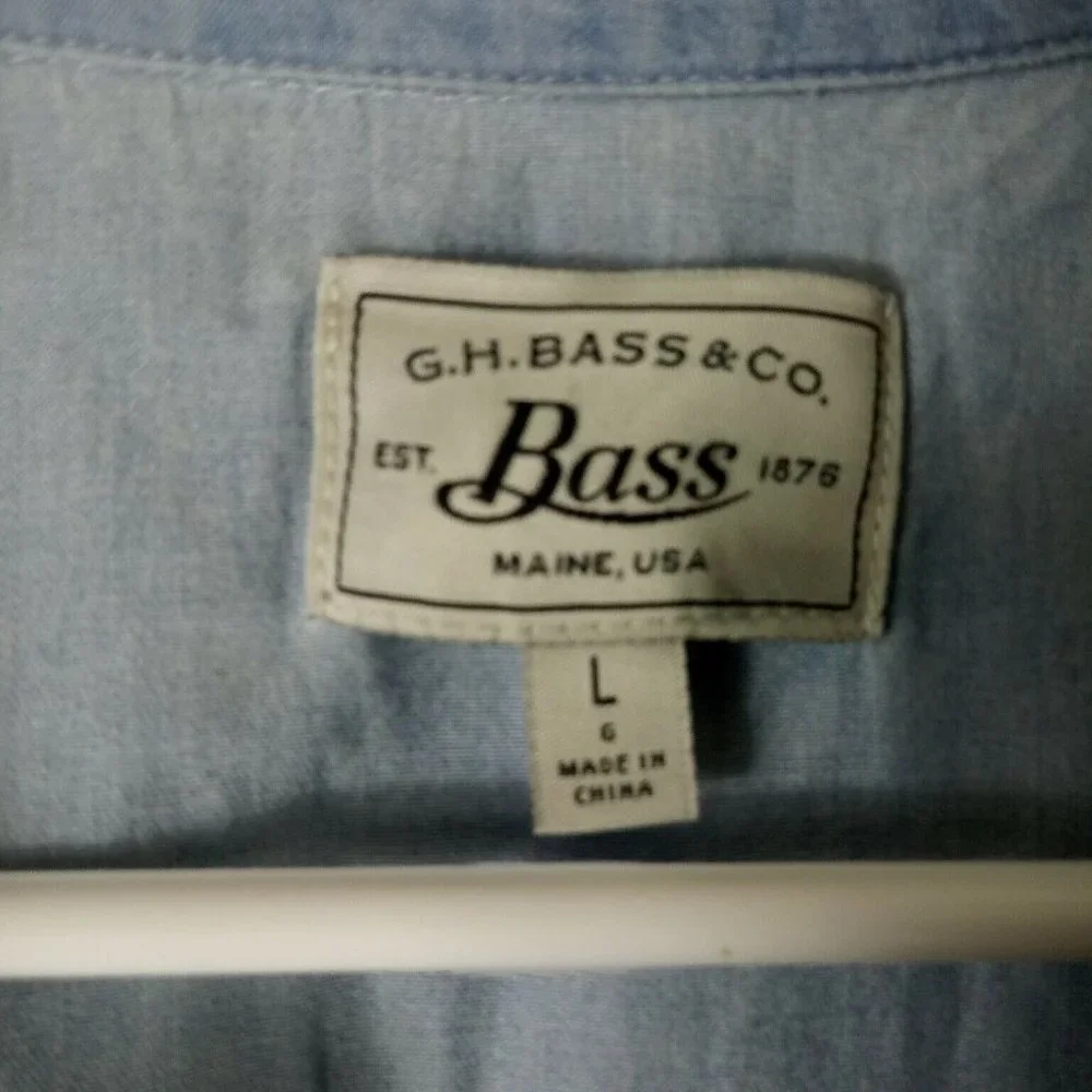 GH Bass & Co. Womens Cotton Knit Blouse Rope Lace Up 3/4 Bell Sleeve Blue Large - Picture 3 of 6